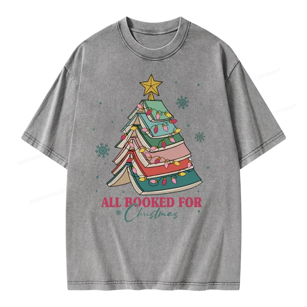 Pagewings All Booked For Christmas Unisex Washed T-shirt