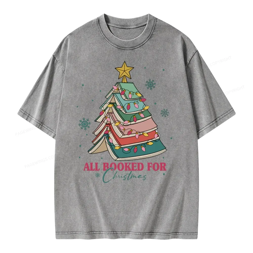 Pagewings All Booked For Christmas Unisex Washed T-shirt