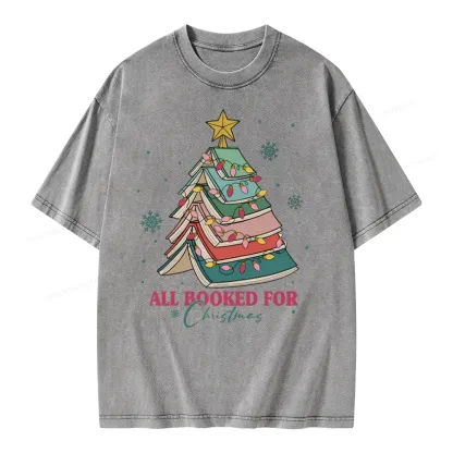 Pagewings All Booked For Christmas Unisex Washed T-shirt