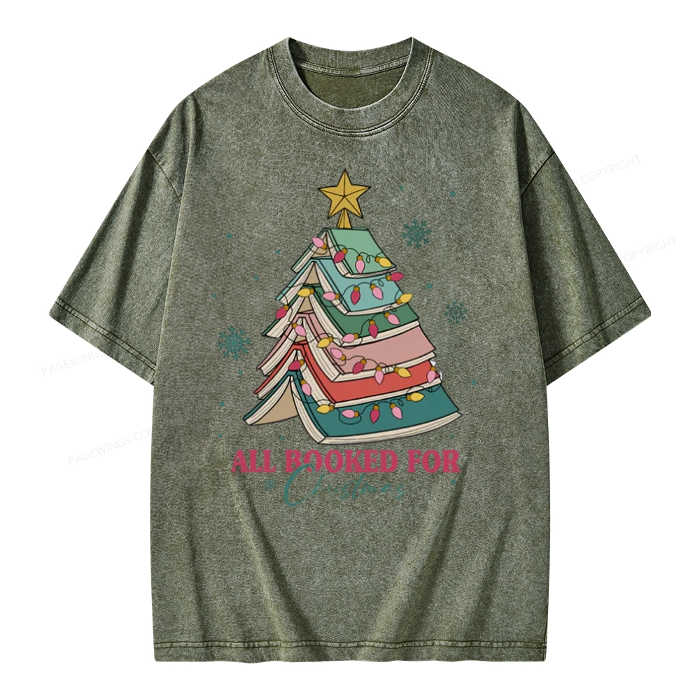 Pagewings All Booked For Christmas Unisex Washed T-shirt
