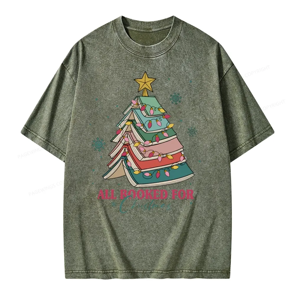 Pagewings All Booked For Christmas Unisex Washed T-shirt
