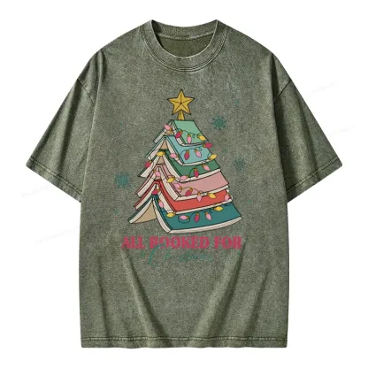 Pagewings All Booked For Christmas Unisex Washed T-shirt
