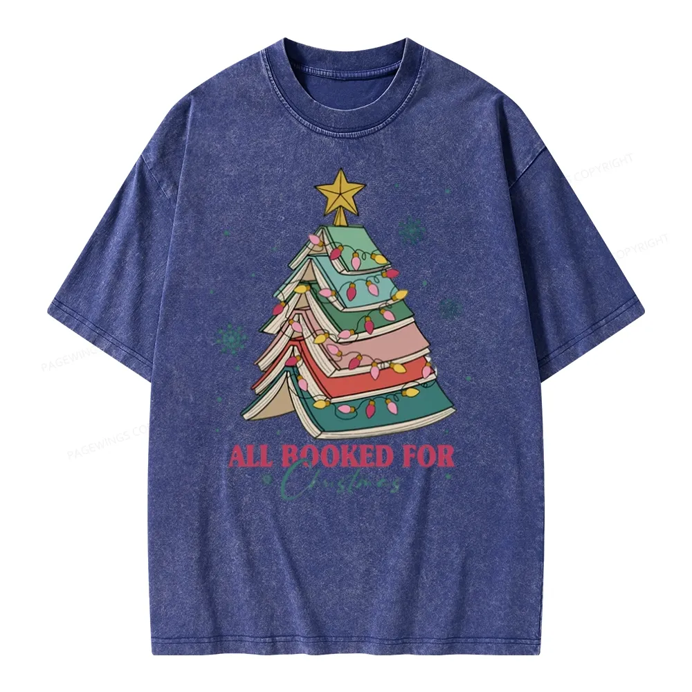 Pagewings All Booked For Christmas Unisex Washed T-shirt