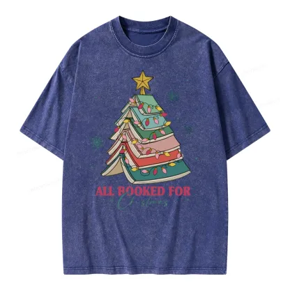 Pagewings All Booked For Christmas Unisex Washed T-shirt