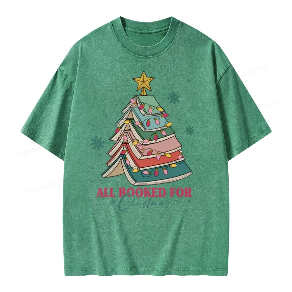 Pagewings All Booked For Christmas Unisex Washed T-shirt