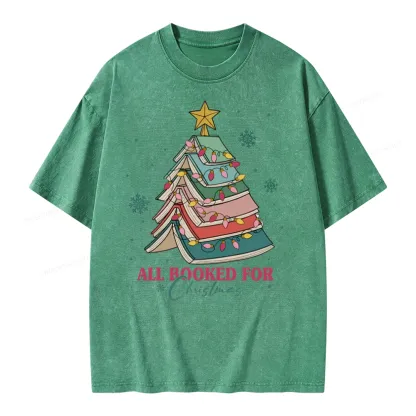 Pagewings All Booked For Christmas Unisex Washed T-shirt
