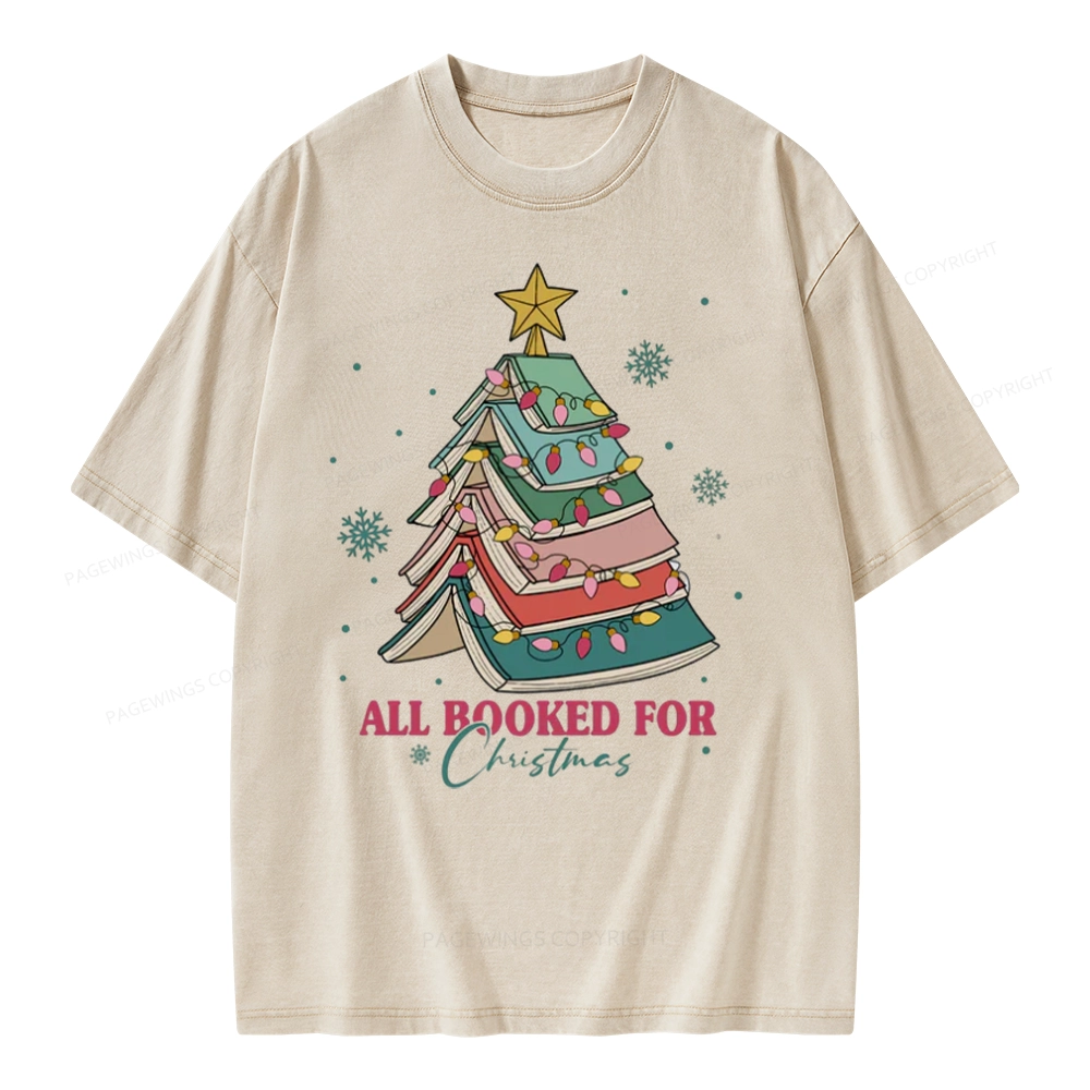 Pagewings All Booked For Christmas Unisex Washed T-shirt
