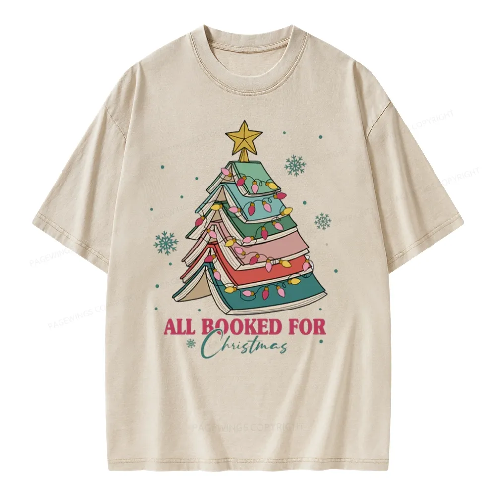 Pagewings All Booked For Christmas Unisex Washed T-shirt