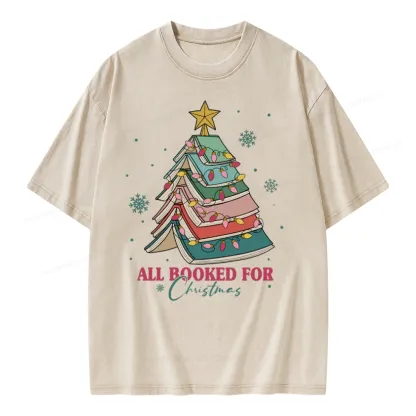 Pagewings All Booked For Christmas Unisex Washed T-shirt