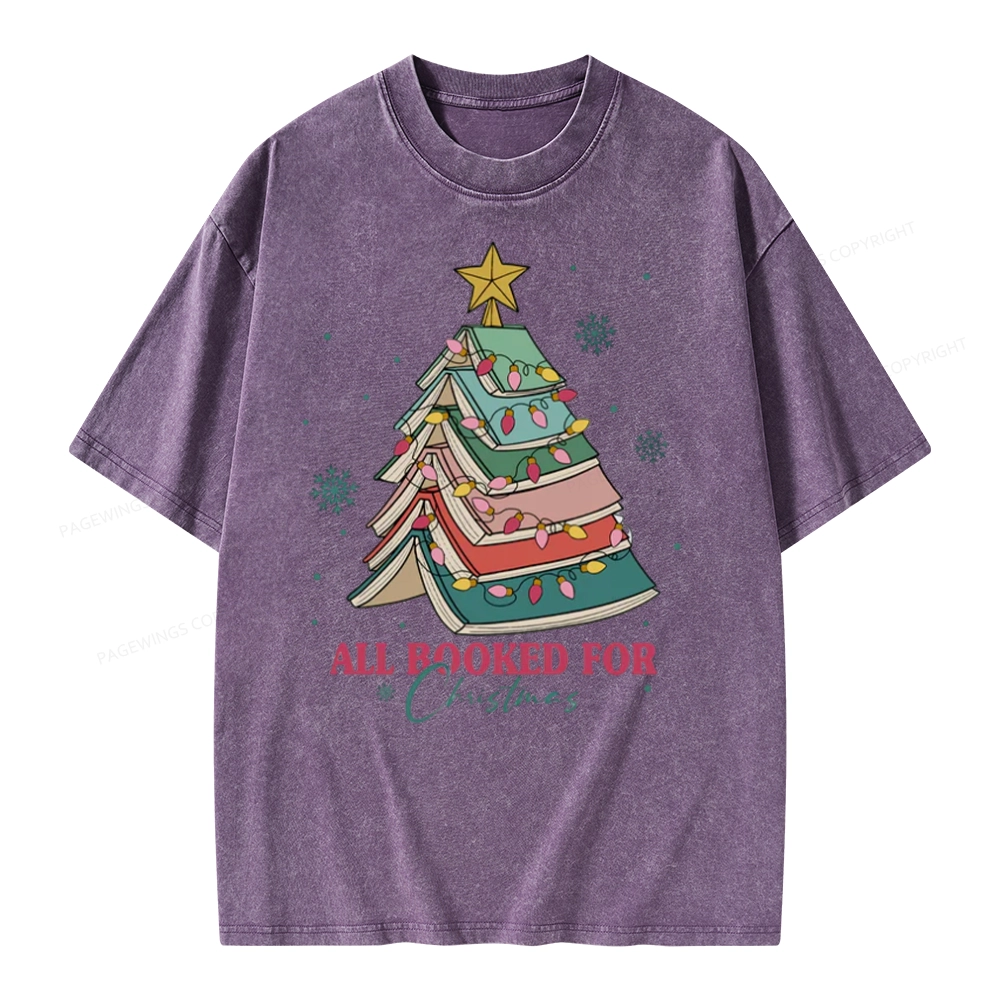 Pagewings All Booked For Christmas Unisex Washed T-shirt