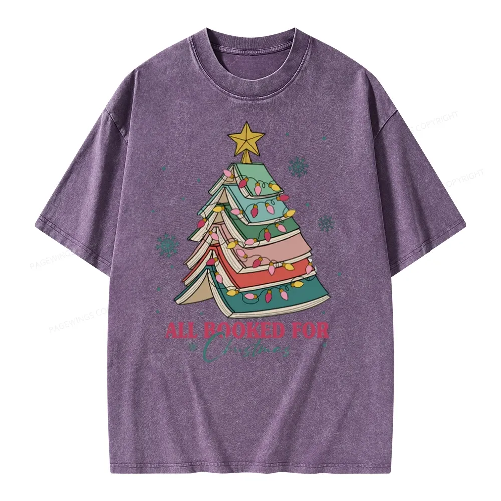 Pagewings All Booked For Christmas Unisex Washed T-shirt