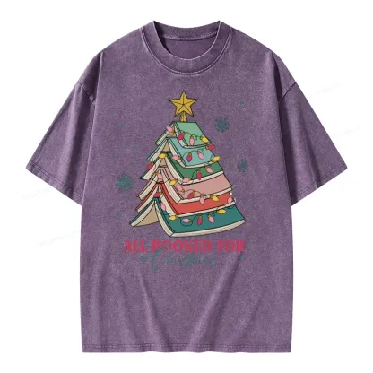 Pagewings All Booked For Christmas Unisex Washed T-shirt