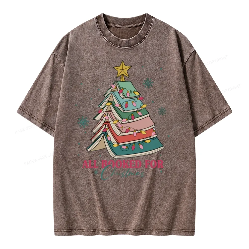 Pagewings All Booked For Christmas Unisex Washed T-shirt