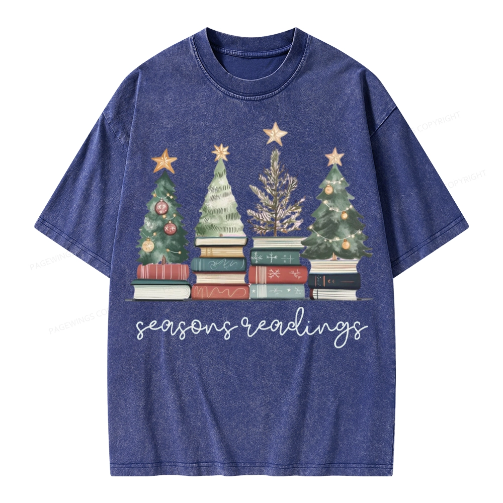 Pagewings Bookish Christmas Unisex Washed T-shirt