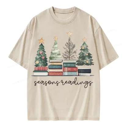 Pagewings Bookish Christmas Unisex Washed T-shirt