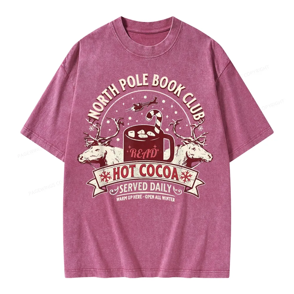 Pagewings North Pole Book Club Unisex Washed T-shirt