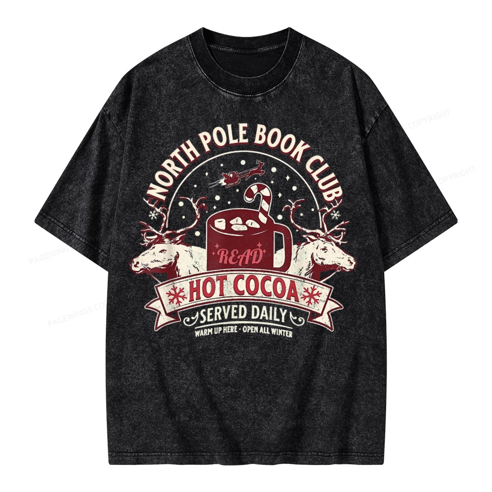 Pagewings North Pole Book Club Unisex Washed T-shirt