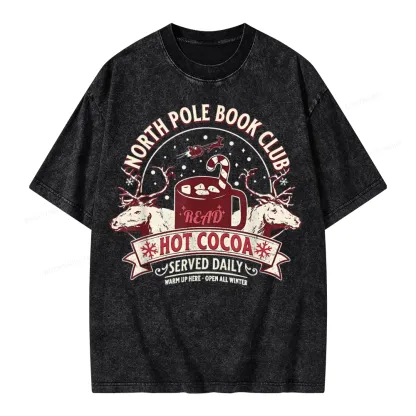 Pagewings North Pole Book Club Unisex Washed T-shirt