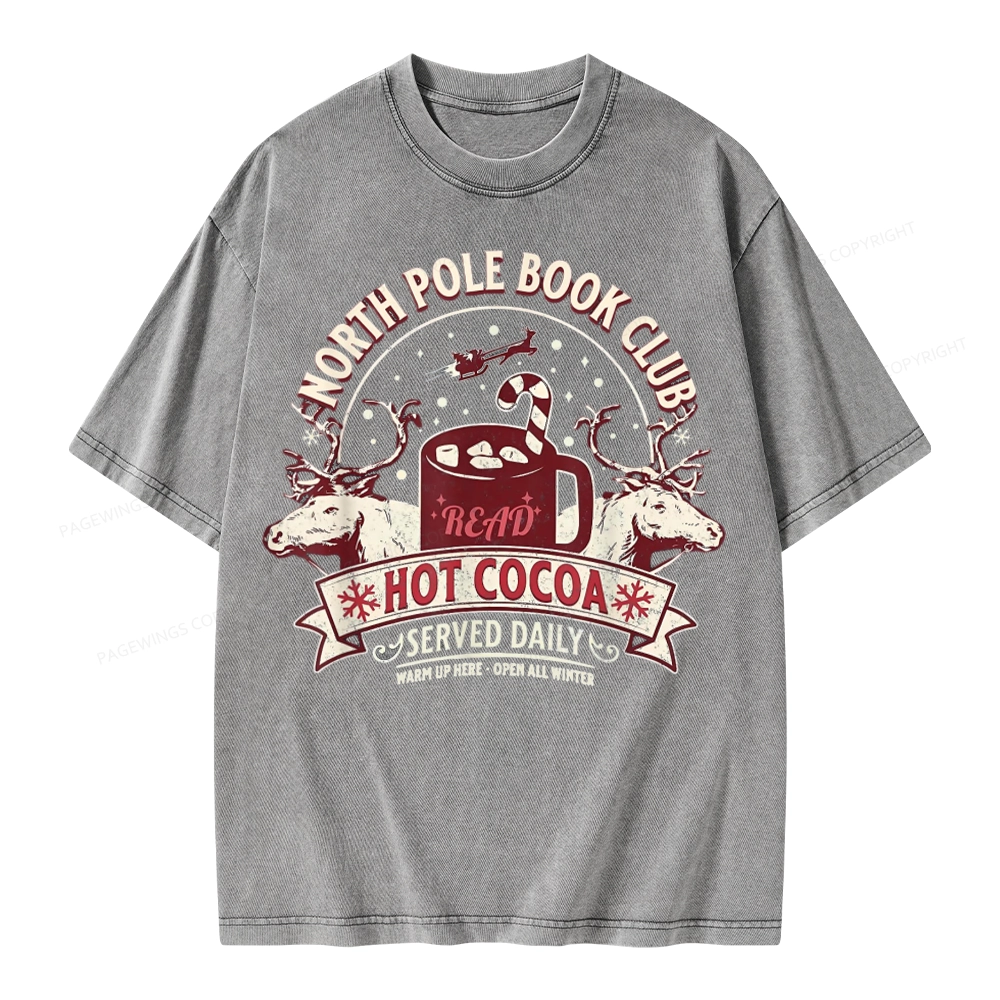 Pagewings North Pole Book Club Unisex Washed T-shirt