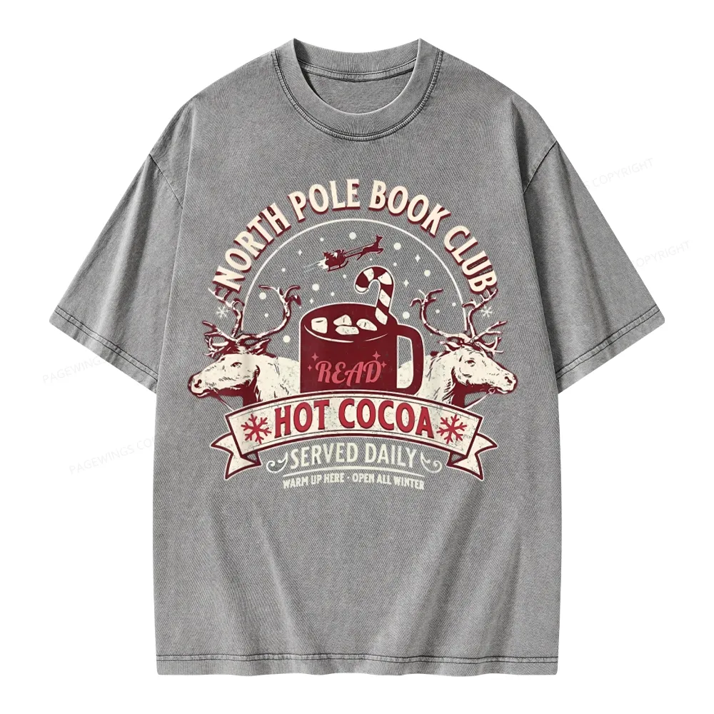 Pagewings North Pole Book Club Unisex Washed T-shirt