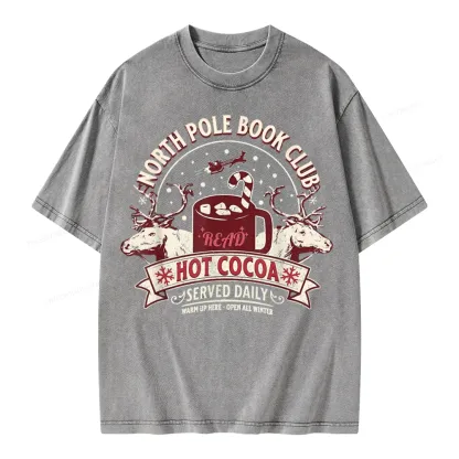 Pagewings North Pole Book Club Unisex Washed T-shirt