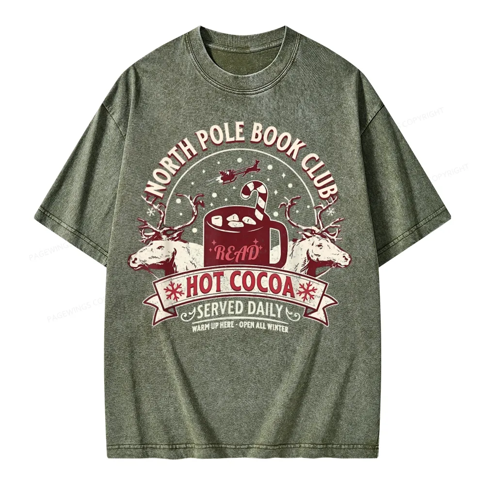 Pagewings North Pole Book Club Unisex Washed T-shirt
