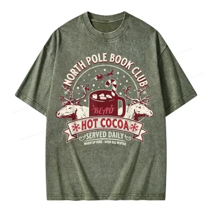 Pagewings North Pole Book Club Unisex Washed T-shirt