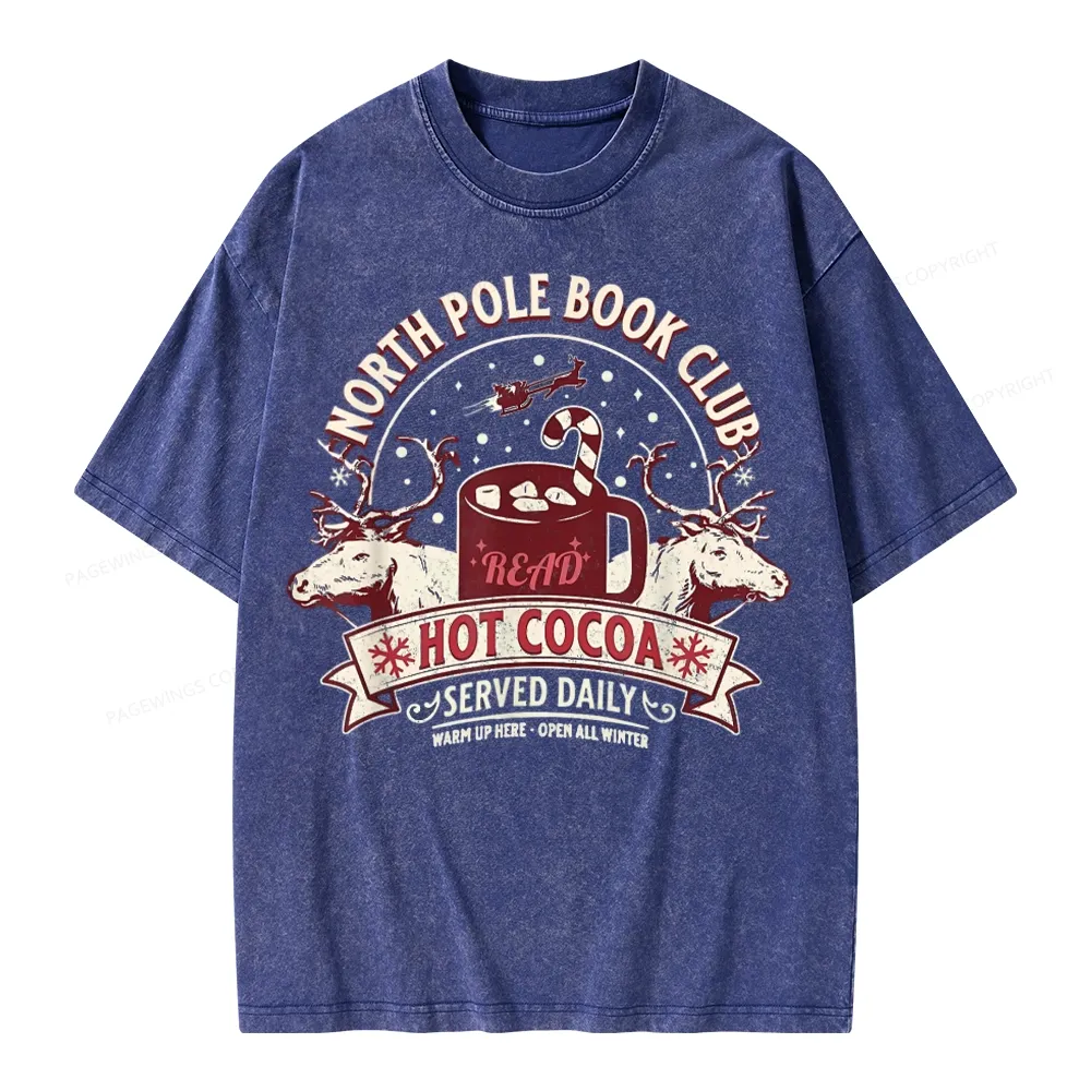 Pagewings North Pole Book Club Unisex Washed T-shirt