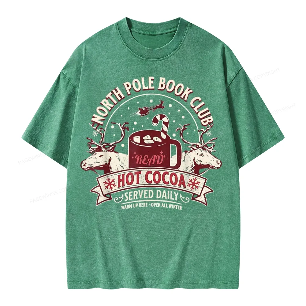 Pagewings North Pole Book Club Unisex Washed T-shirt