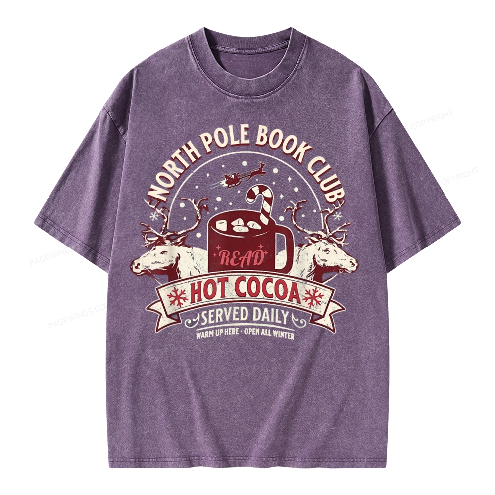 Pagewings North Pole Book Club Unisex Washed T-shirt