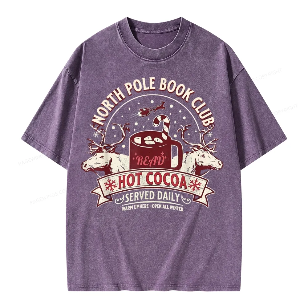 Pagewings North Pole Book Club Unisex Washed T-shirt