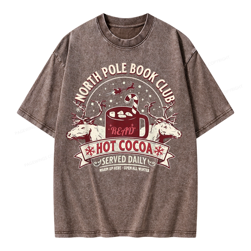 Pagewings North Pole Book Club Unisex Washed T-shirt