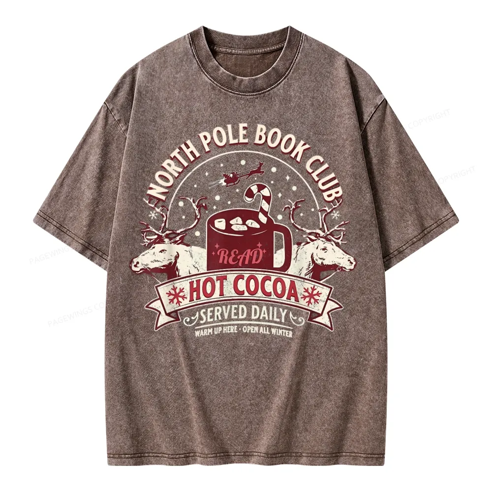 Pagewings North Pole Book Club Unisex Washed T-shirt