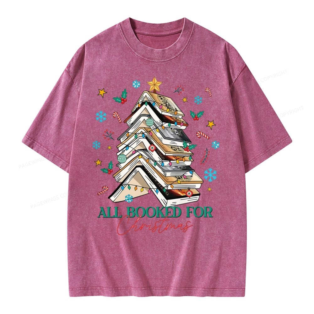 Pagewings All Booked For Christmas Unisex Washed T-shirt