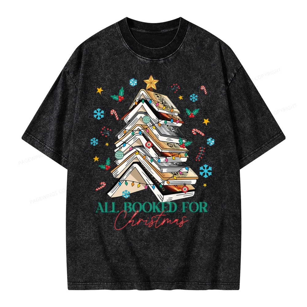 Pagewings All Booked For Christmas Unisex Washed T-shirt