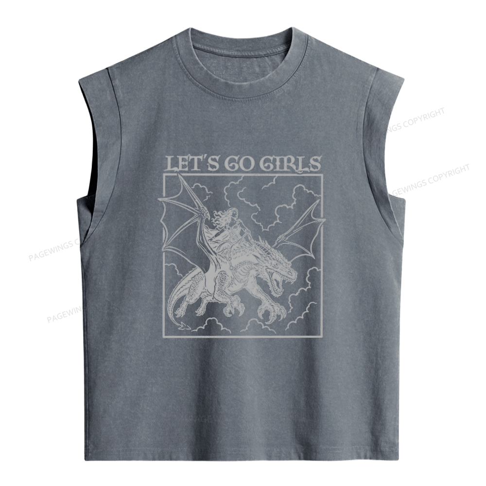 Pagewing Retro Dragon Rider Women's Washed Tank Top