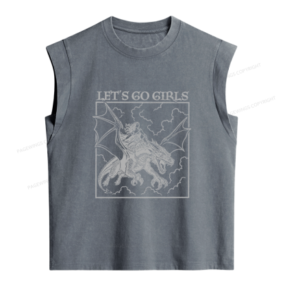 Pagewing Retro Dragon Rider Women's Washed Tank Top