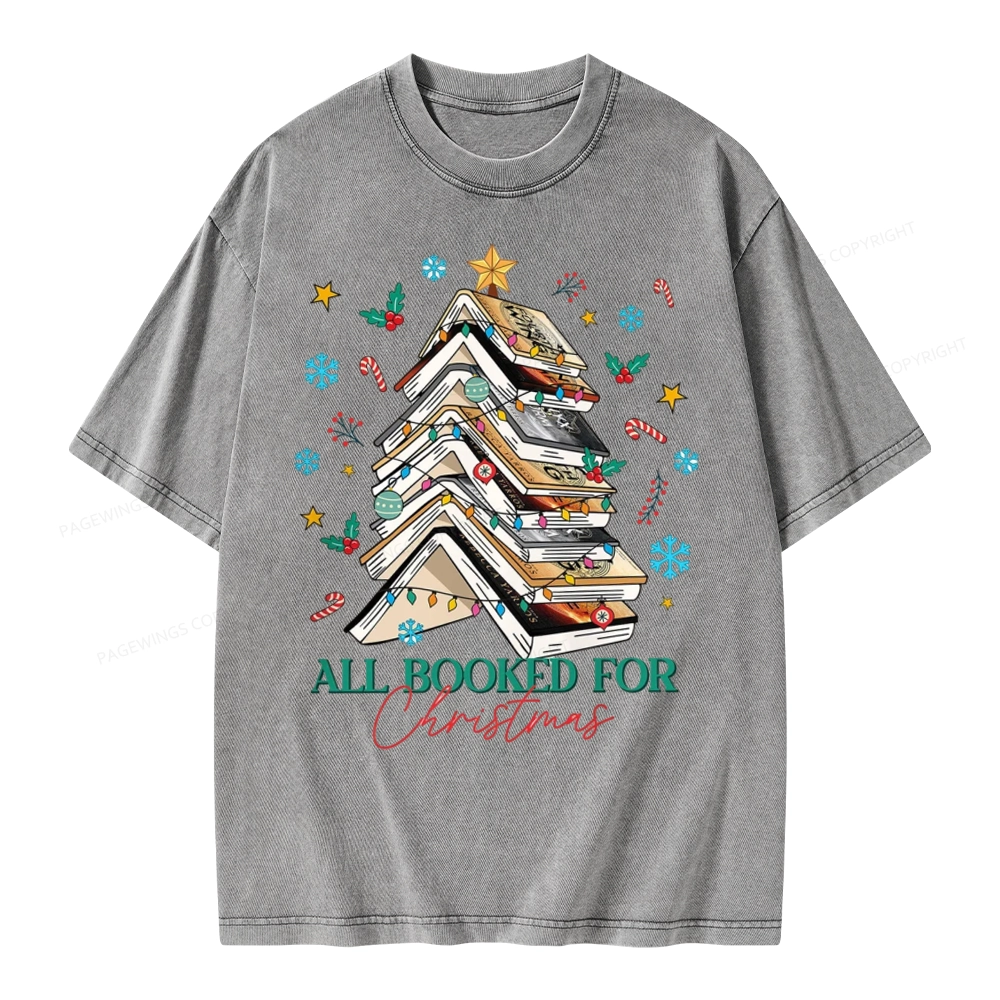 Pagewings All Booked For Christmas Unisex Washed T-shirt