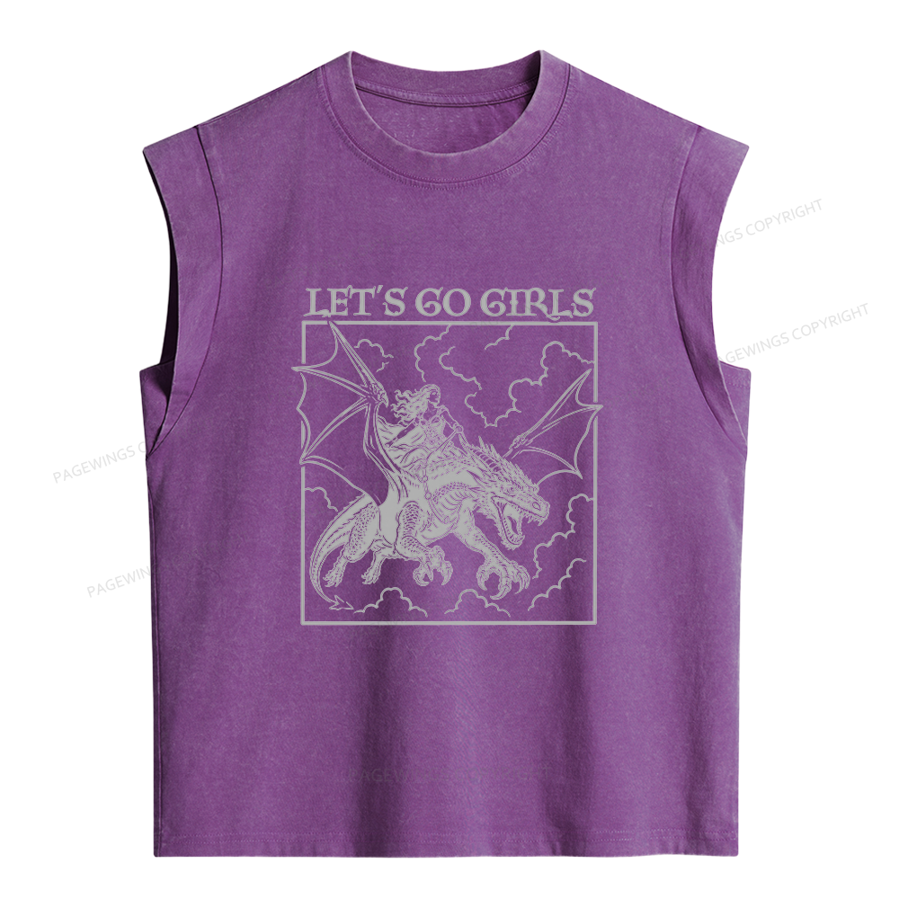 Pagewing Retro Dragon Rider Women's Washed Tank Top