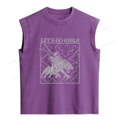 Pagewing Retro Dragon Rider Women's Washed Tank Top