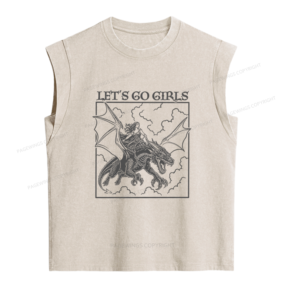 Pagewing Retro Dragon Rider Women's Washed Tank Top