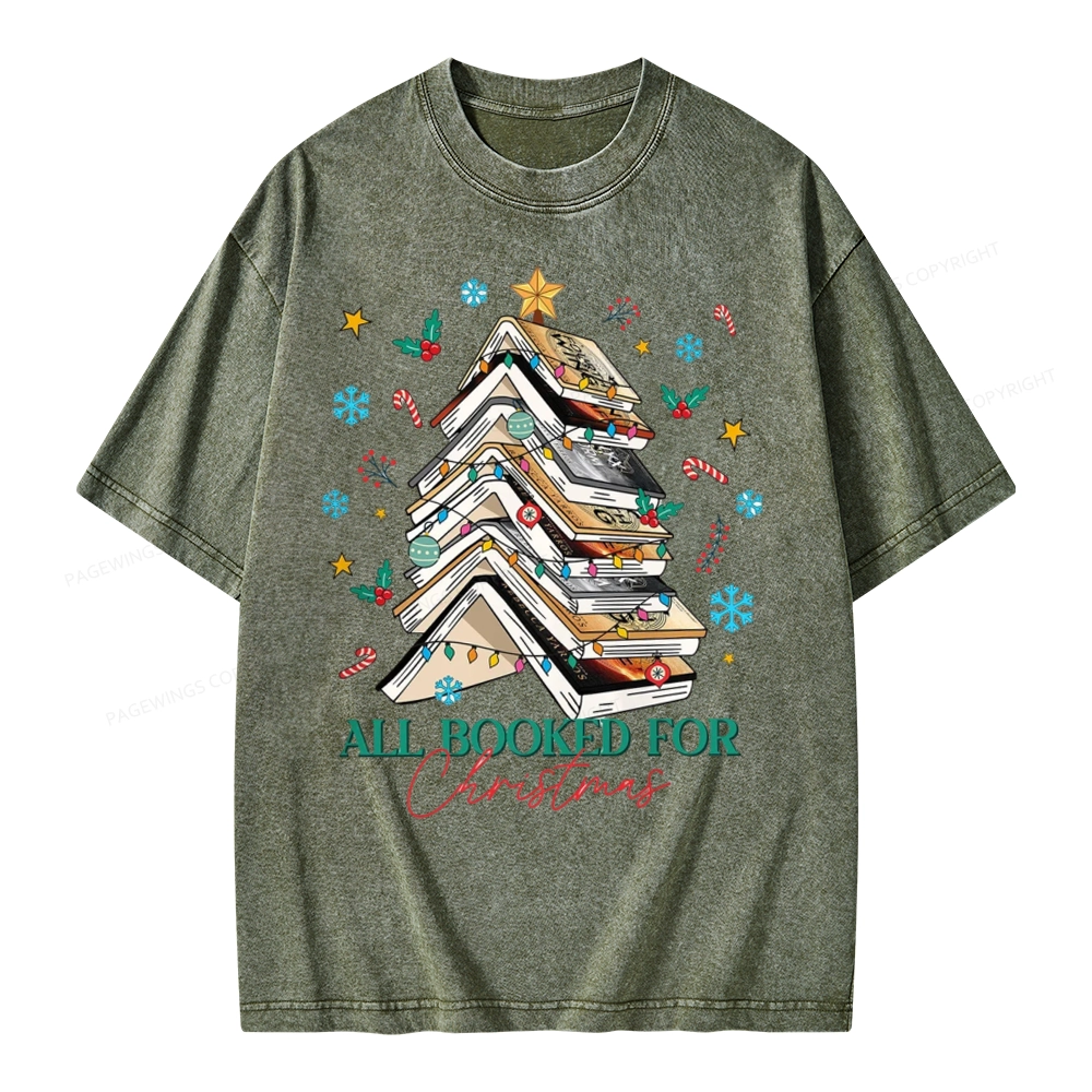 Pagewings All Booked For Christmas Unisex Washed T-shirt