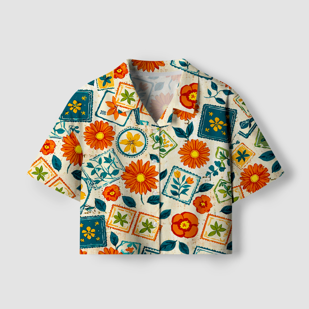 Pagewings Floral Book Women's Camp Shirt