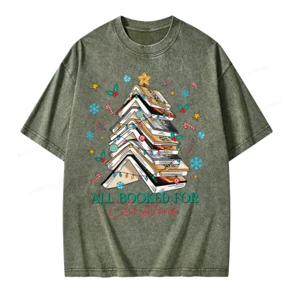 Pagewings All Booked For Christmas Unisex Washed T-shirt