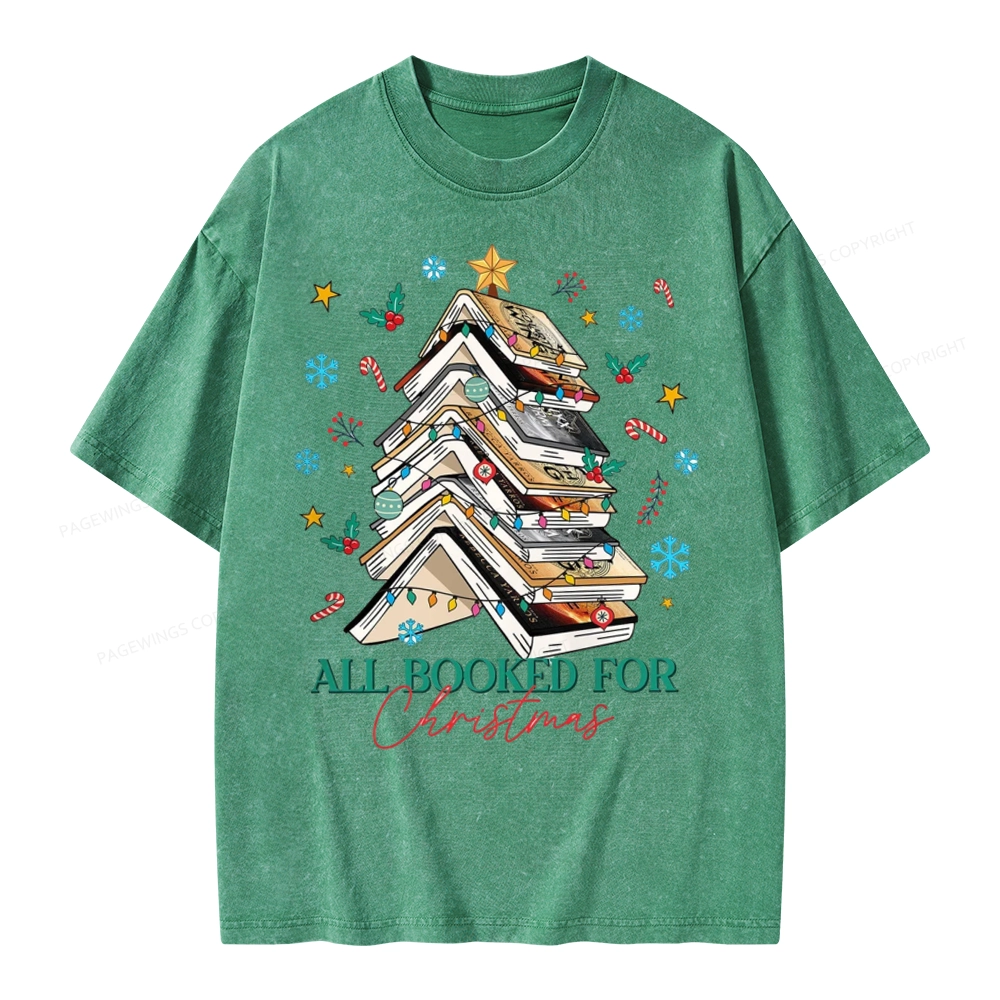 Pagewings All Booked For Christmas Unisex Washed T-shirt