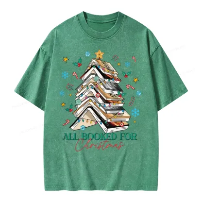 Pagewings All Booked For Christmas Unisex Washed T-shirt