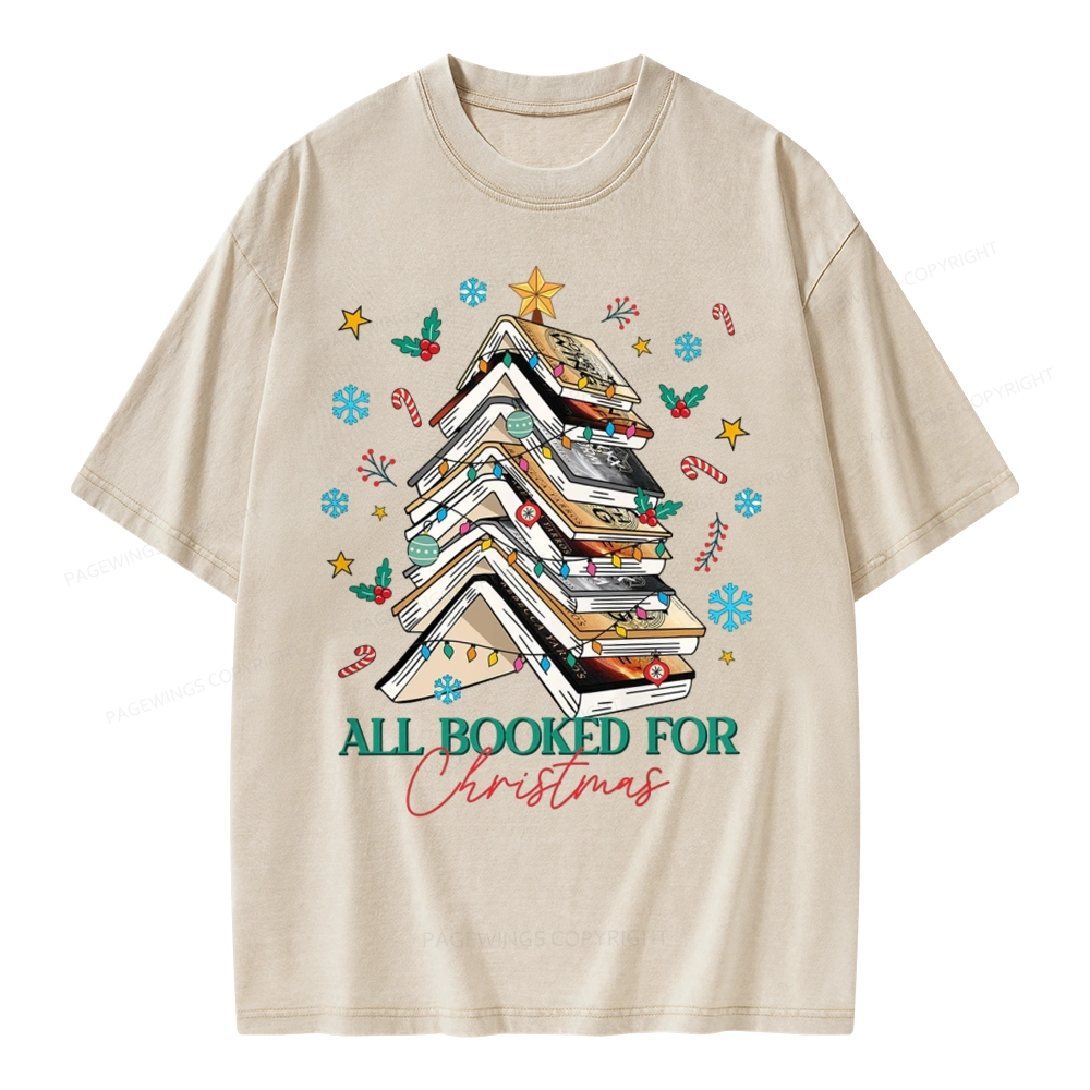 Pagewings All Booked For Christmas Unisex Washed T-shirt