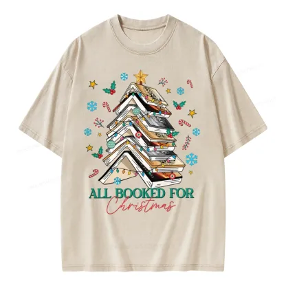 Pagewings All Booked For Christmas Unisex Washed T-shirt