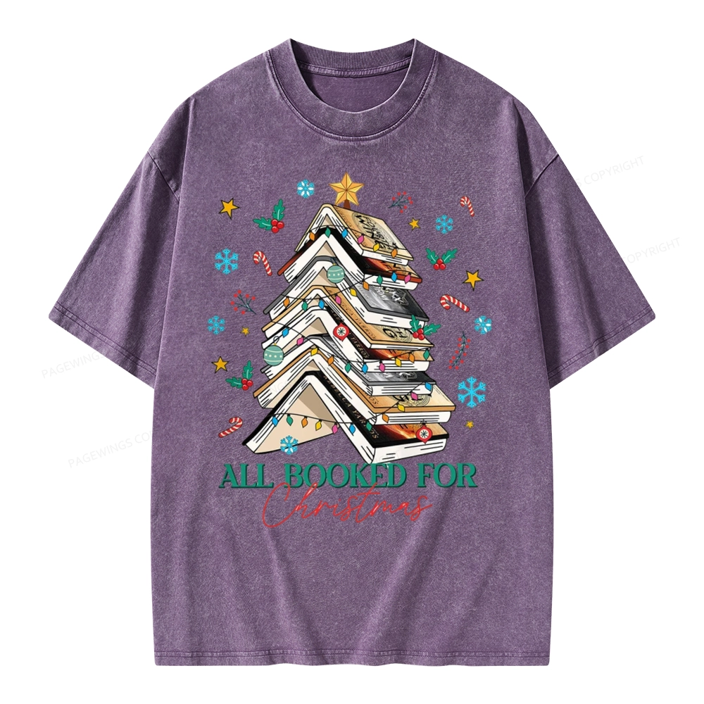 Pagewings All Booked For Christmas Unisex Washed T-shirt
