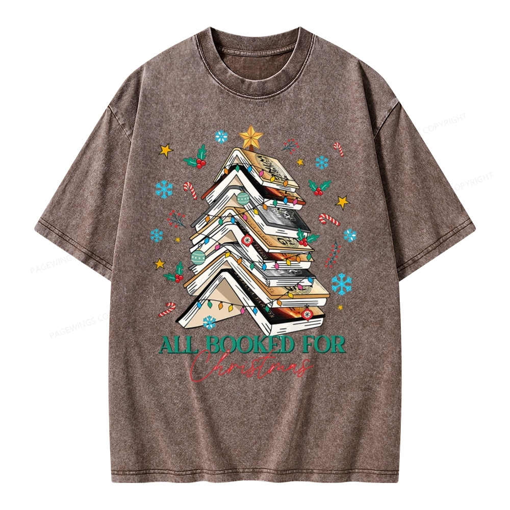 Pagewings All Booked For Christmas Unisex Washed T-shirt